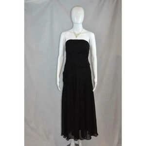 Sangria size 10 Strapless Jet Black Flowing Floor Length Ruched Bodice Dress